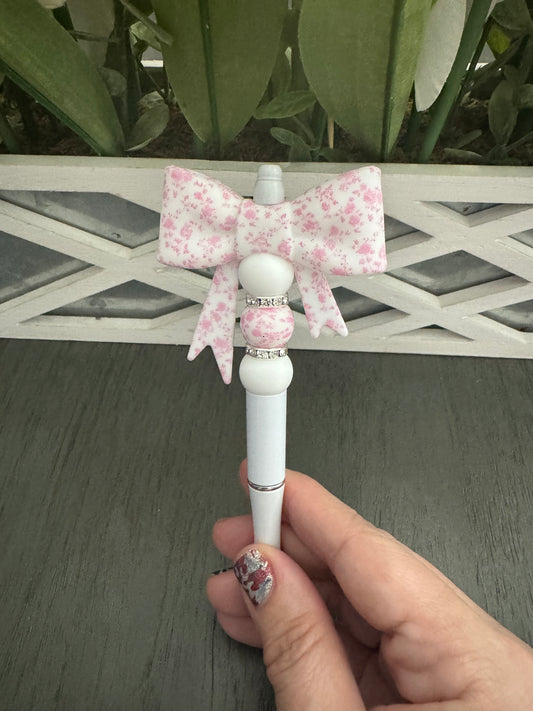 Pink and White Bow