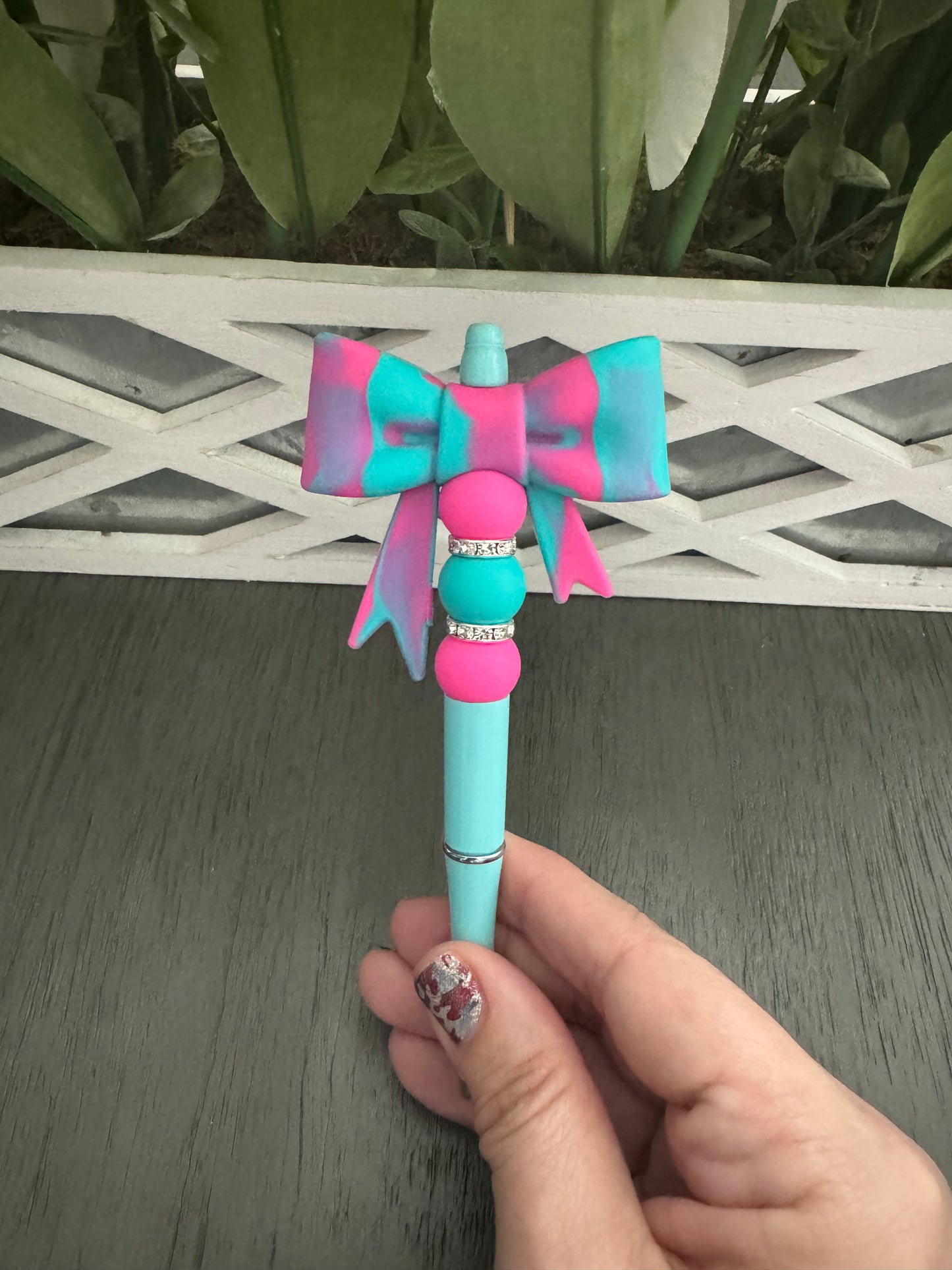 Teal and Pink Bow